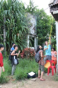 Blue team measure the height of current building at Kwe Ka Baung